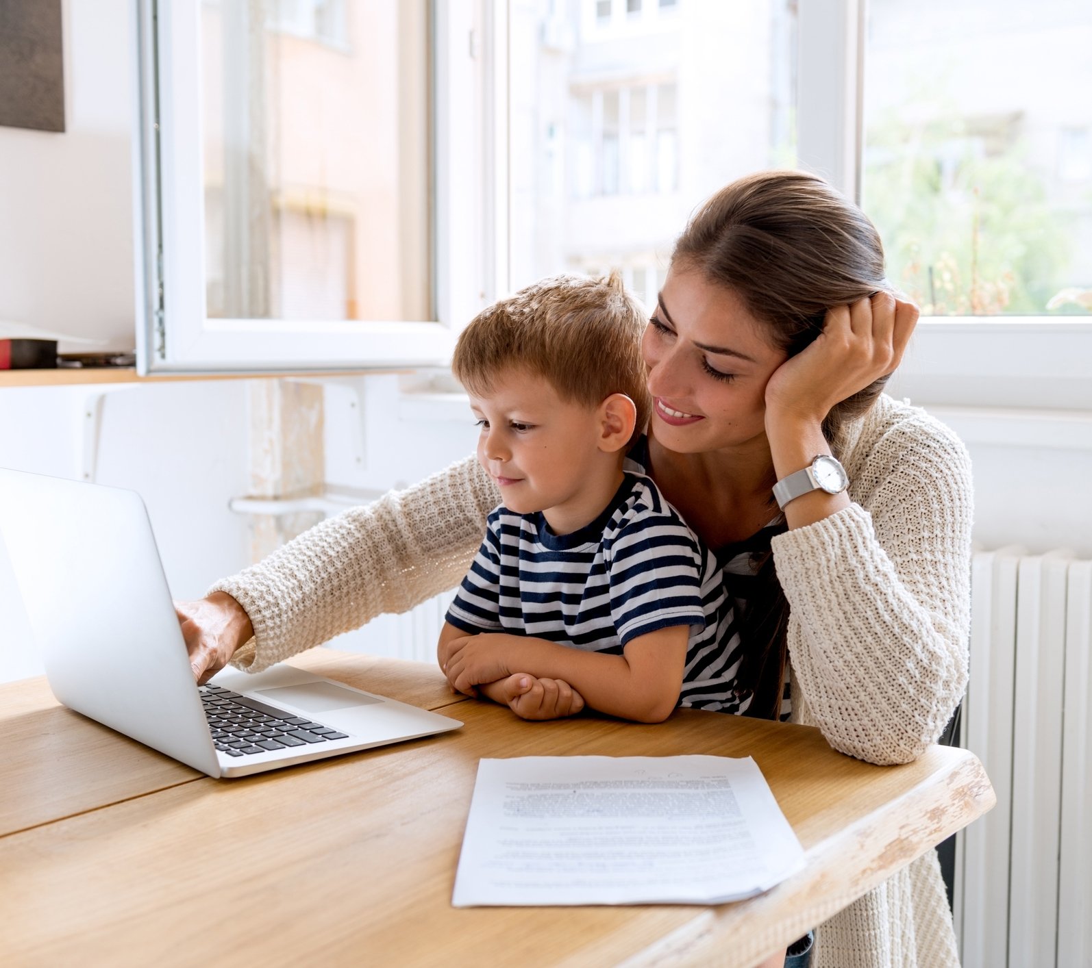 Young mother working from home-1