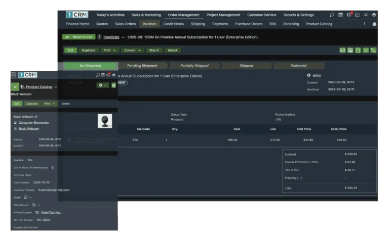 Gestion des commandes 1CRM