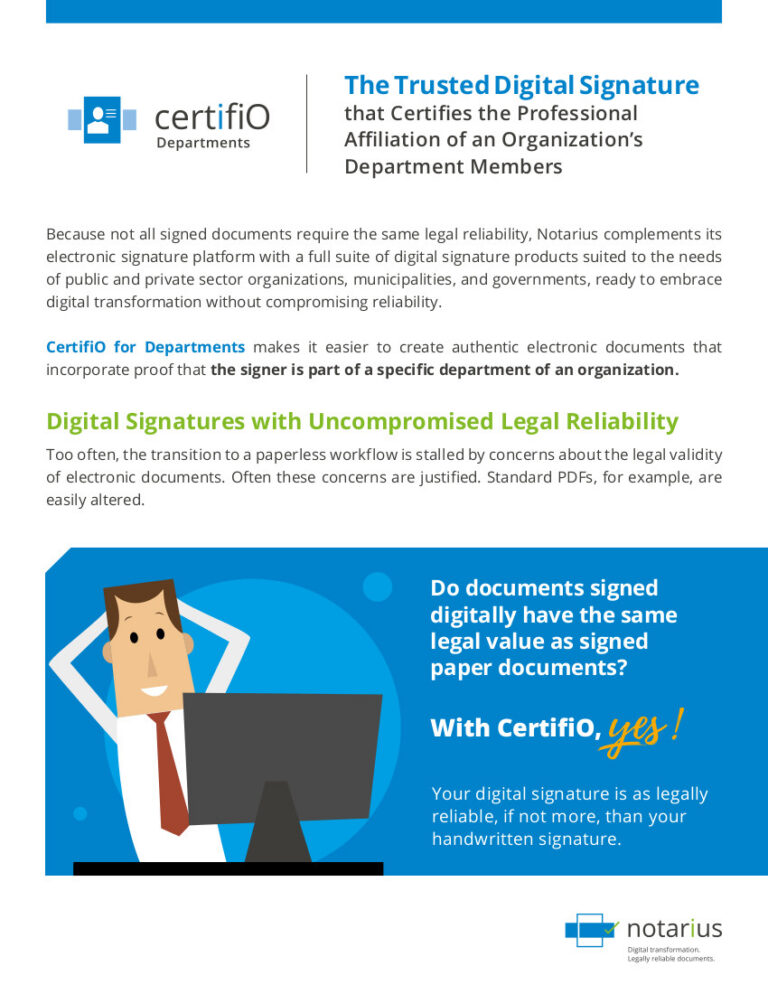 Certifio departments