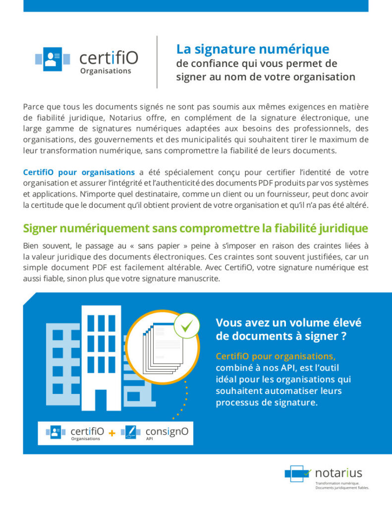 Certifio organisations