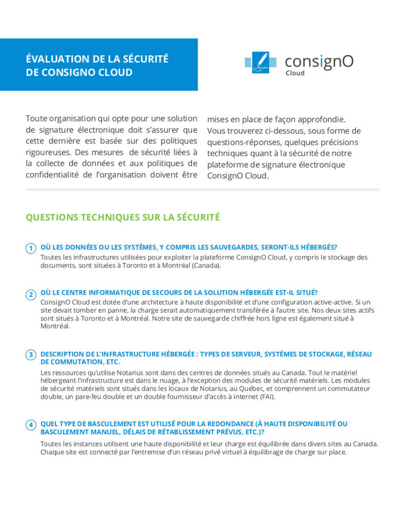 Evaluation securite consigno cloud